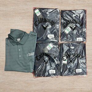 NWT Lot of Callaway Men's Golf Polo Shirts Navy Peacoat 4-pc + 1 Free Shirt Sz L